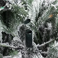 Glitzhome 7 Foot Pre-Lit Flocked Fir Christmas Tree
