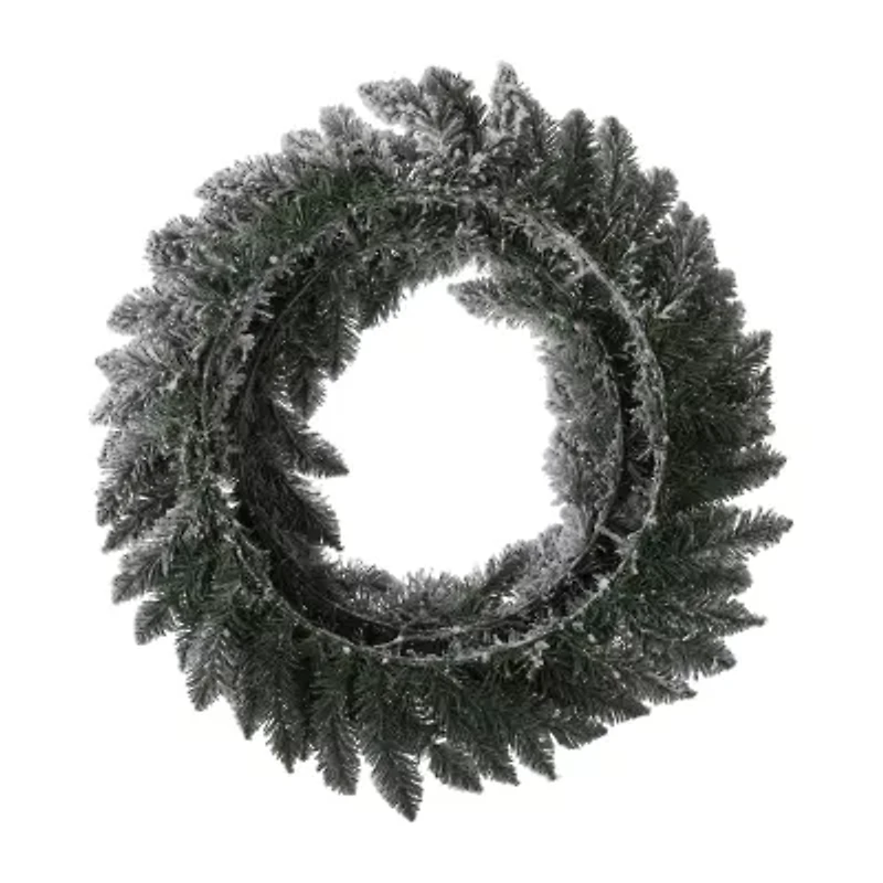 Glitzhome 24" Snow Flocked Indoor Christmas Wreath