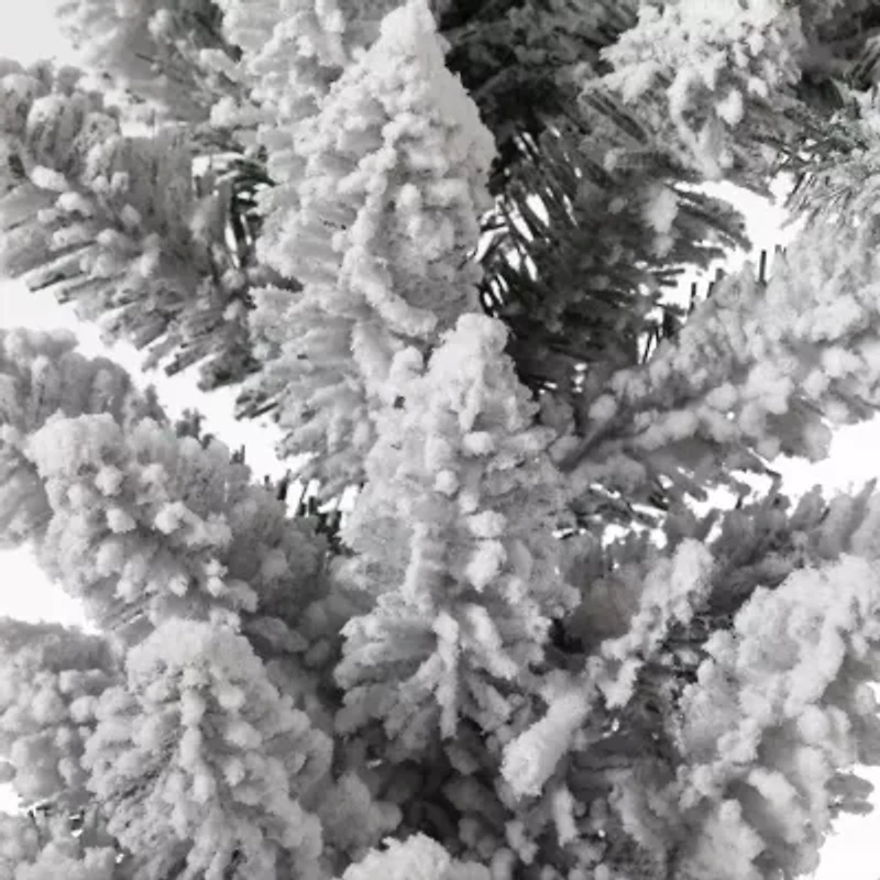 Glitzhome 9' Snow Flocked Pre-Lit Indoor Christmas Garland