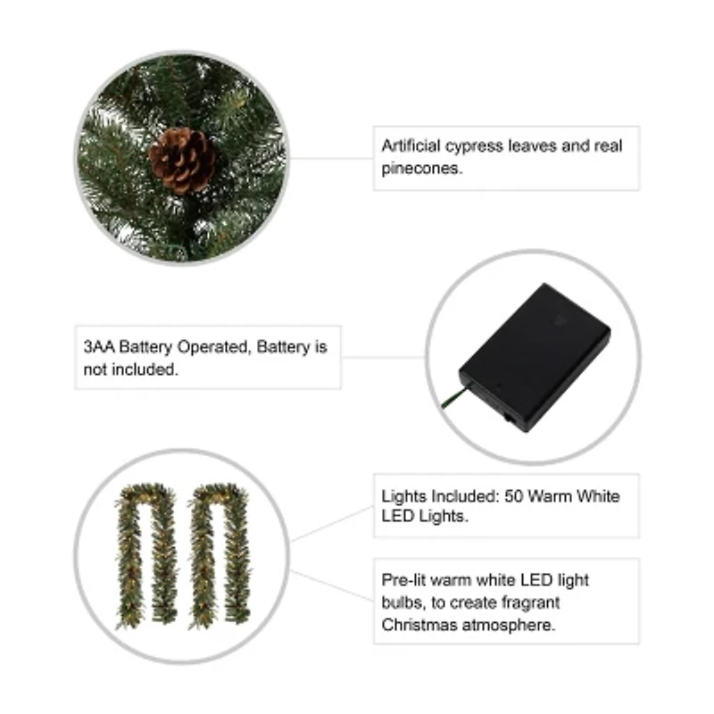 Glitzhome 2-Pack Pre-Lit Indoor Christmas Garland Set