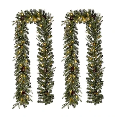 Glitzhome 2-Pack Pre-Lit Indoor Christmas Garland Set