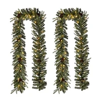 Glitzhome 2-Pack Pre-Lit Indoor Christmas Garland Set