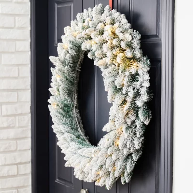 Glitzhome Oversized Snow Flocked Indoor Christmas Wreath