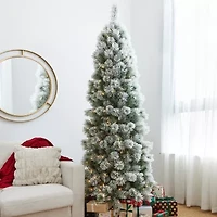 Glitzhome 7 1/2 Foot Pre-Lit Flocked Pine Christmas Tree