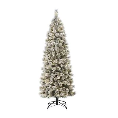 Glitzhome 7 1/2 Foot Pre-Lit Flocked Pine Christmas Tree