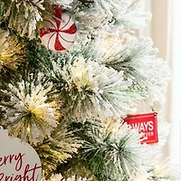 Glitzhome 7 1/2 Foot Pre-Lit Flocked Pine Christmas Tree