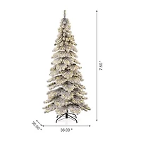 Glitzhome 7 1/2 Foot Pre-Lit Flocked Spruce Christmas Tree
