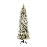 Glitzhome 9 Foot Pre-Lit Flocked Pine Christmas Tree