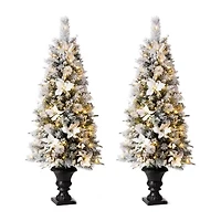 Glitzhome 5 Foot Pre-Lit Flocked Pine Christmas Tree
