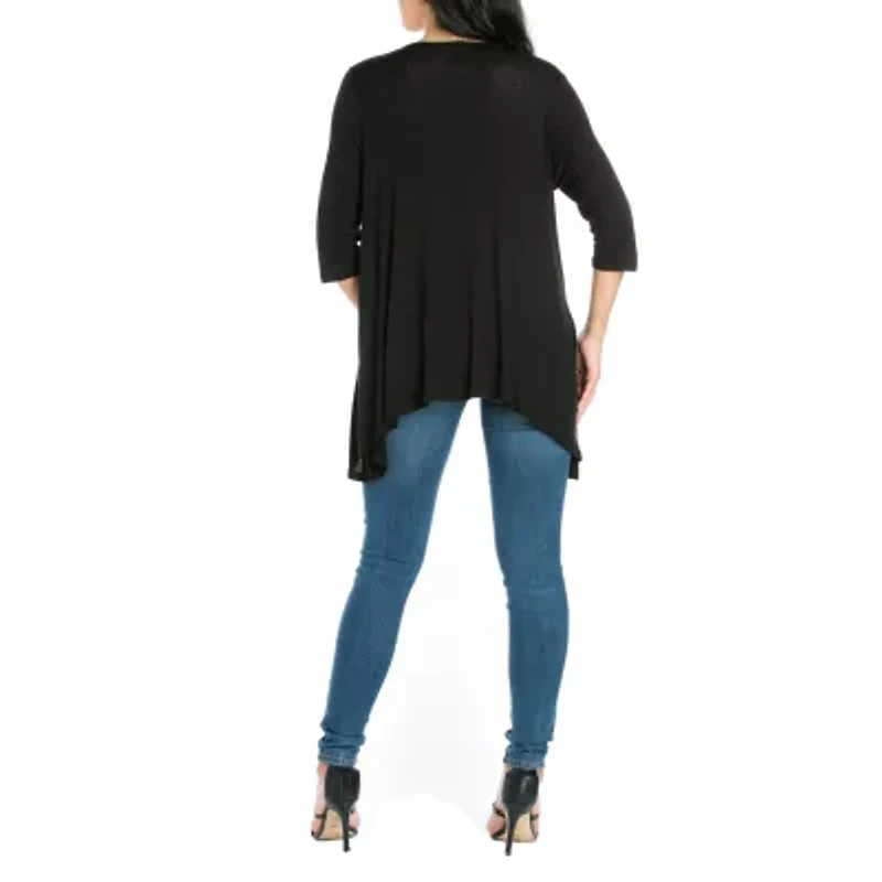 24/7 Comfort Apparel Womens Elbow Sleeve Open Cardigan