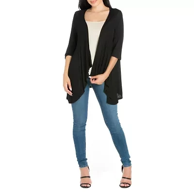 24/7 Comfort Apparel Womens Elbow Sleeve Open Cardigan