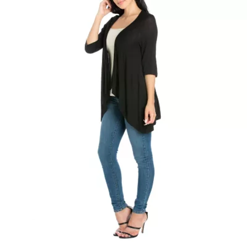 24/7 Comfort Apparel Womens Elbow Sleeve Open Cardigan