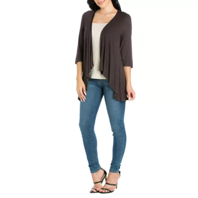 24/7 Comfort Apparel Womens Elbow Sleeve Open Cardigan