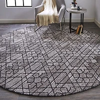 Weave And Wander Palatez Geometric Hand Tufted Indoor Round Area Rug