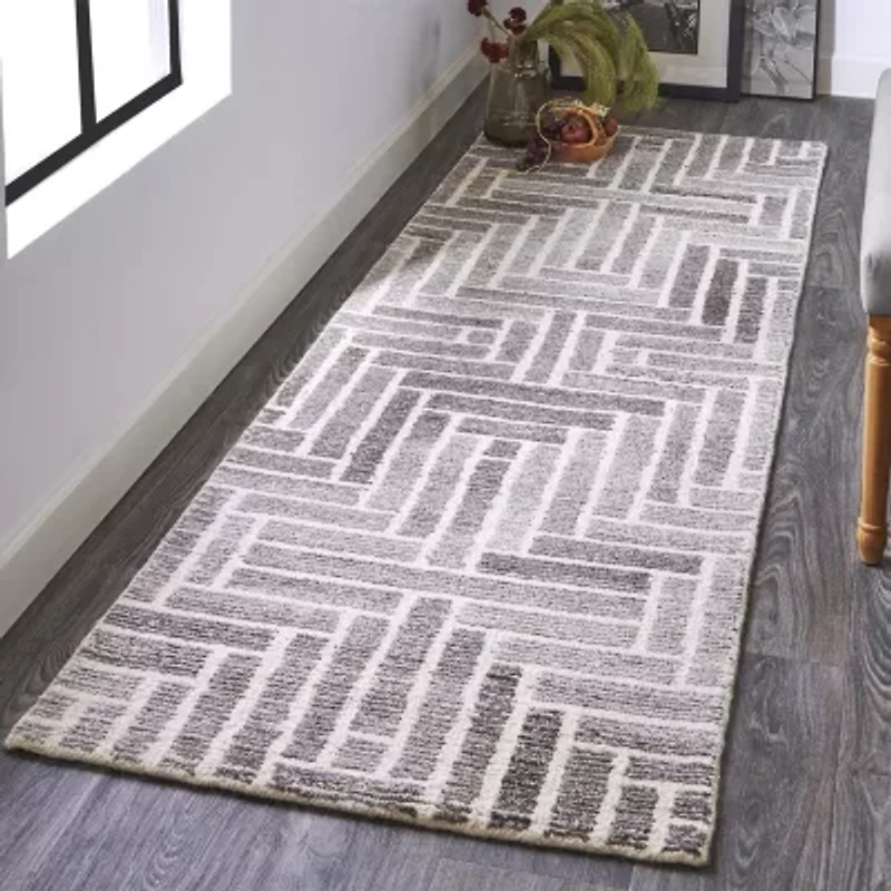 Weave And Wander Palatez Geometric Hand Tufted Indoor Rectangular Runner