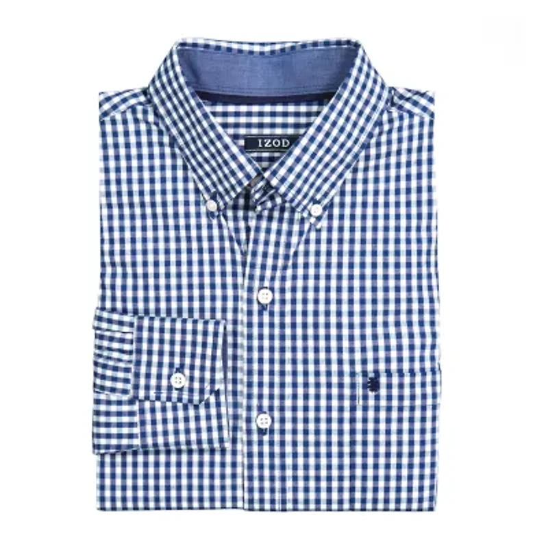 IZOD Performance Comfort Mens Long Sleeve Classic Fit Stretch Fabric Wrinkle Free Button-Down Shirt