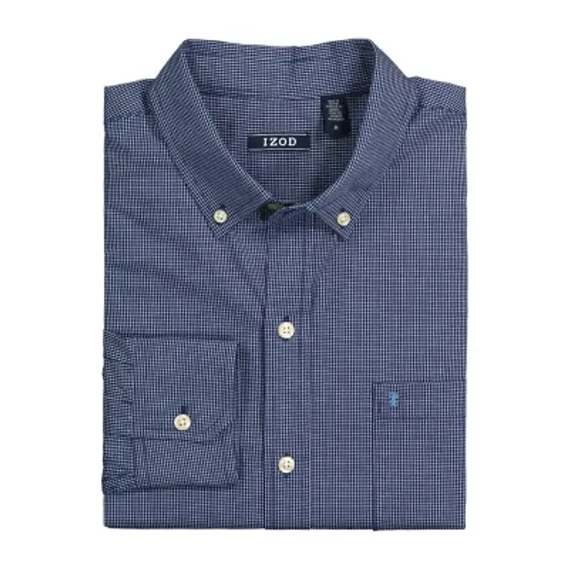 IZOD Performance Comfort Mens Long Sleeve Classic Fit Stretch Fabric Wrinkle Free Button-Down Shirt