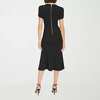 Marc New York Womens Short Sleeve Midi Fit + Flare Dress