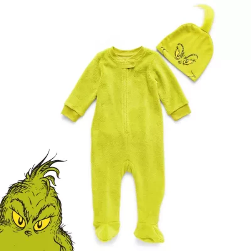 Baby Unisex Dr. Seuss Grinch Fleece Long Sleeve Matching Family Footed Pajamas