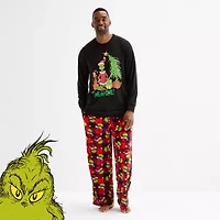 Mens Dr. Seuss Grinch Microfleece Crew Neck Long Sleeve 2-pc. Matching Family Pajama Sets