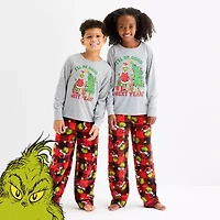 Little & Big Kid Unisex Dr. Seuss Grinch Microfleece Crew Neck Long Sleeve 2-pc. Matching Family Pajama Sets