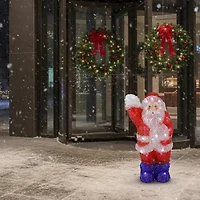14'' Lighted Commercial Grade Acrylic Waving Santa Claus Christmas Outdoor Decoration