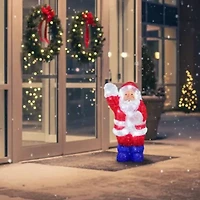 14'' Lighted Commercial Grade Acrylic Waving Santa Claus Christmas Outdoor Decoration