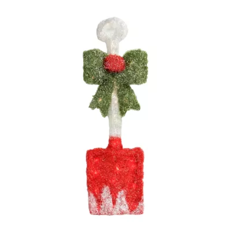 32'' Lighted Tinsel Snow Shovel with Bow Christmas Window Decoration