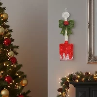 32'' Lighted Tinsel Snow Shovel with Bow Christmas Window Decoration