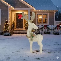 37.5'' Lighted White and Gold Reindeer Outdoor Christmas Decoration