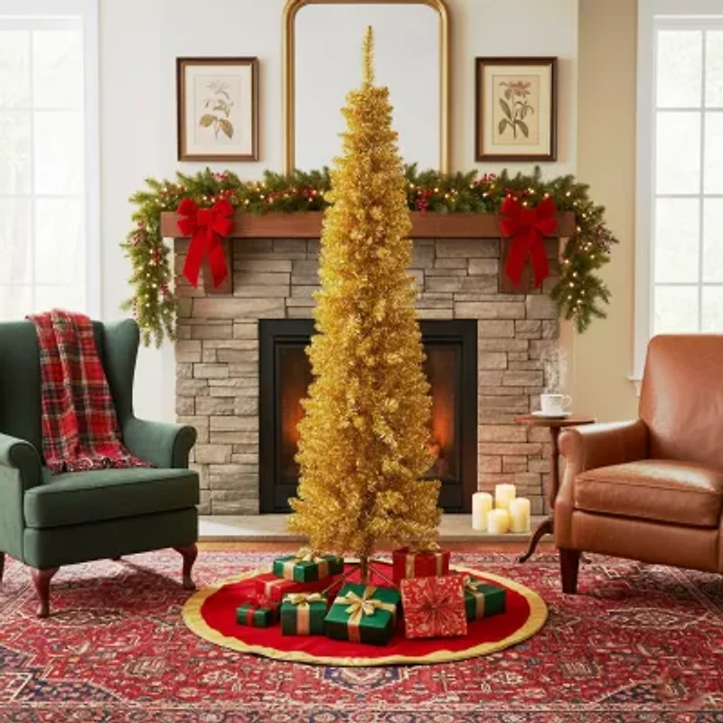 Northlight Gold Pencil Artificial Clear Lights 6 Foot Pre-Lit Christmas Tree