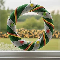 Pre-Lit Green and White Candy Striped Sisal Artificial Christmas Wreath - 18-Inch  Clear Lights