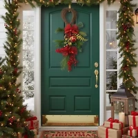 26'' Long Needle Pine and Berry Artificial Christmas Teardrop Swag  Unlit