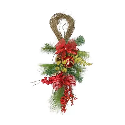 26'' Long Needle Pine and Berry Artificial Christmas Teardrop Swag  Unlit