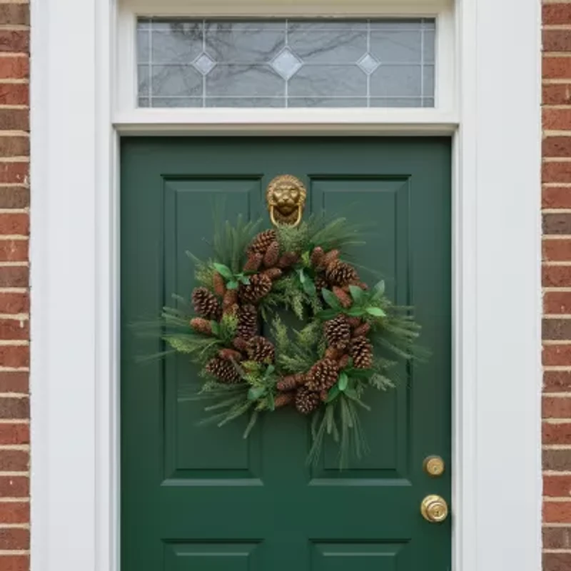 Green Foilage with Mixed Pinecones Artificial Christmas Wreath - 24-Inch  Unlit
