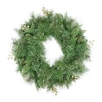 Mixed Pine and Glittered Berry Artificial Christmas Wreath - 24-Inch  Unlit