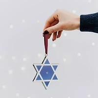 3'' Silver and Blue Shiny Star of David European Crystal Hanukkah Ornament