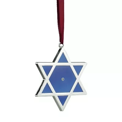 3'' Silver and Blue Shiny Star of David European Crystal Hanukkah Ornament