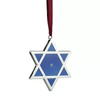 3'' Silver and Blue Shiny Star of David European Crystal Hanukkah Ornament