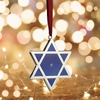 3'' Silver and Blue Shiny Star of David European Crystal Hanukkah Ornament
