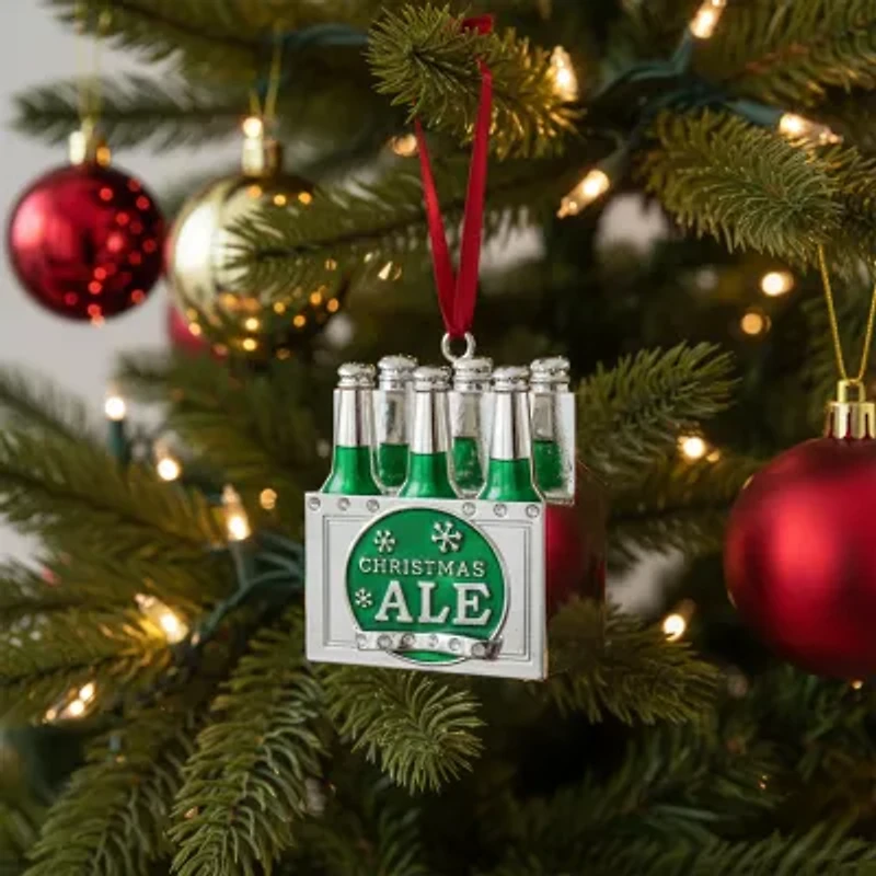 3'' Green and Silver ''CHRISTMAS ALE'' Ornament with European Crystals