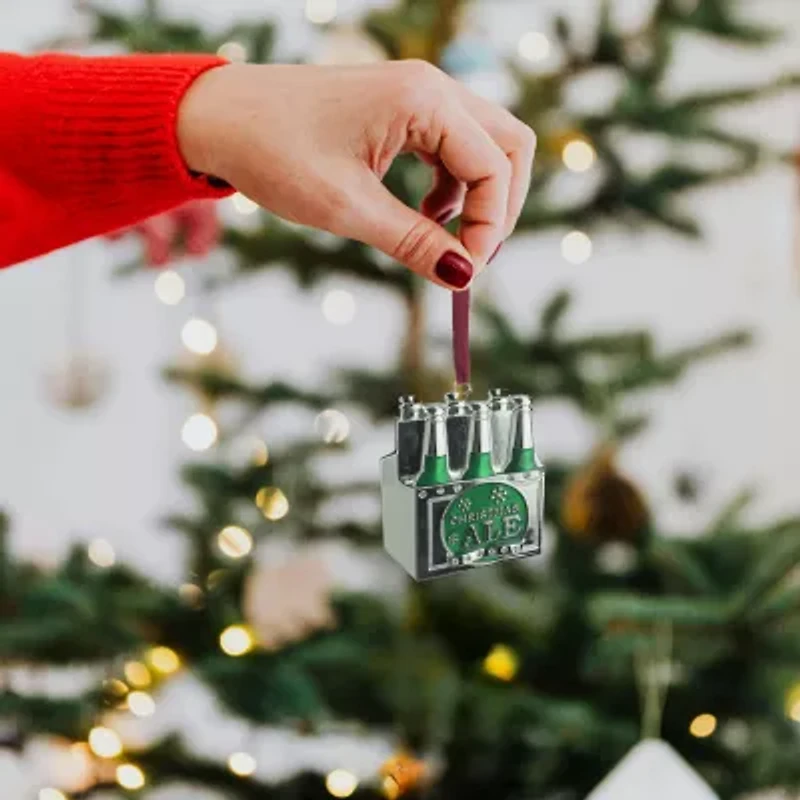 3'' Green and Silver ''CHRISTMAS ALE'' Ornament with European Crystals