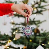 3.25'' Blue and Pink Candy Logo Snowflake Christmas Ornament