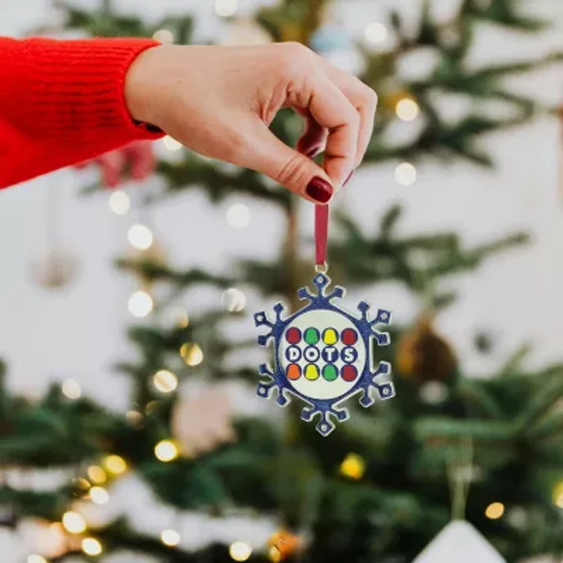 3.5'' Blue and Silver Snowflake Dots Candy Logo Christmas Ornament