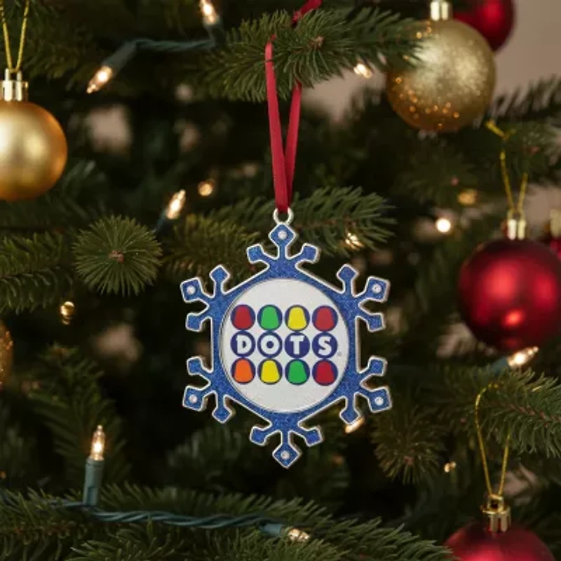 3.5'' Blue and Silver Snowflake Dots Candy Logo Christmas Ornament