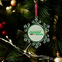 3.25'' Green and Silver Snowflake 'Junior Mints' Candy Logo Christmas Ornament
