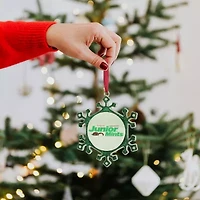 3.25'' Green and Silver Snowflake 'Junior Mints' Candy Logo Christmas Ornament