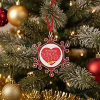 3.5'' Red and Silver Snowflake Sugar Daddy Candy Logo Christmas Ornament