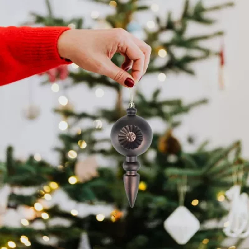 4ct Matte Retro Reflector Shatterproof Christmas Finial Ornaments 7.5