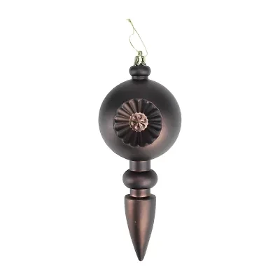 4ct Matte Brown Retro Reflector Shatterproof Christmas Finial Ornaments 7.5"